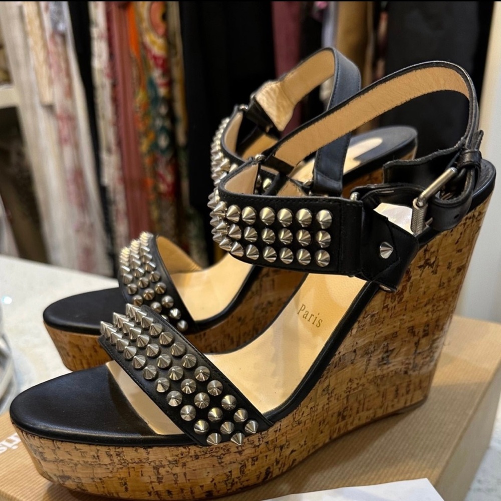 Christian Louboutian Bikee Bike Zeppa 120 Calf Wedges 120mm